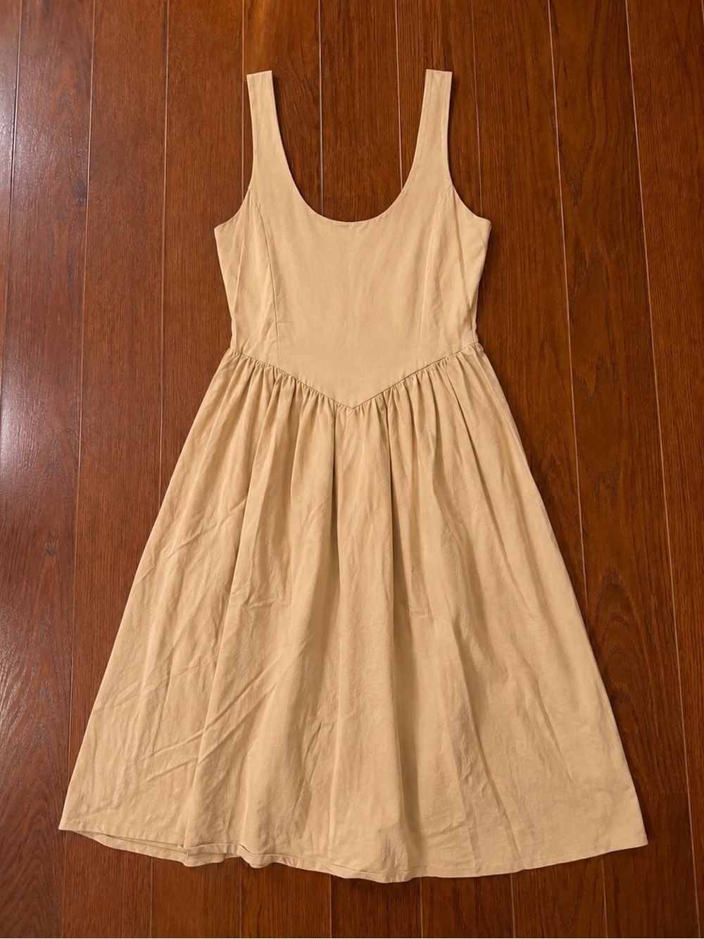 Nation LA Beige Scoop-Neck Midi Dress Sz L